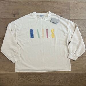 Rails Reeves Ivory Pullover Cotton Blend Sweatshirt